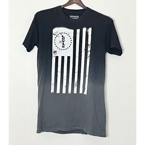 Levi's Flag T-Shirt Men's Small Black Gray Ombré Fade‎ Americana